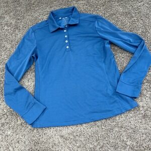 Adidas ClimaCool Golf Polo Shirt Long Sleeve Athletic Blue‎ Top Women's M